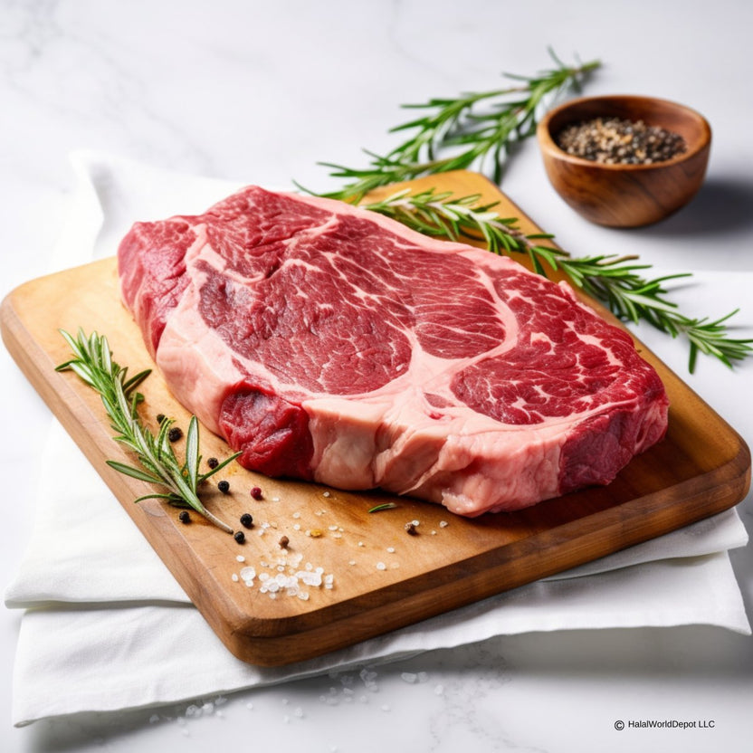 Halal Ribeye Steak Sliced 1in Thick Freshly Packaged High Qualit